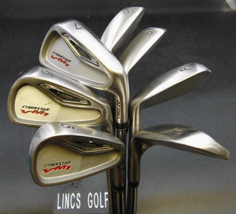 Set Of 7 X Yonex Cyberstar VM1 Irons 5-SW Regular Steel Shafts Yonex Grips 3 Set Of 7 X Yonex Cyberstar VM1 Irons 5-SW Regular Steel Shafts Yonex Grips