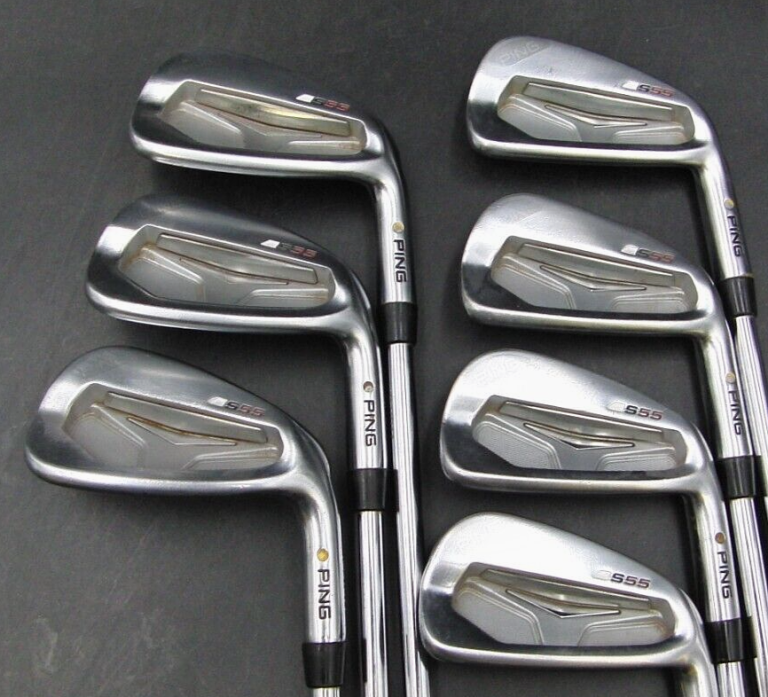 Set Of 7 X Ping S55 Yellow Dot Irons 4-PW Stiff Steel Shafts Ping Grips 4 Set Of 7 X Ping S55 Yellow Dot Irons 4-PW Stiff Steel Shafts Ping Grips - Image 2