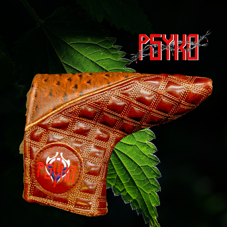 Luxury PSYKO GOLF Ostrich & Quilted Embroidered PU Leather Putter Head Cover 3 Luxury PSYKO GOLF Ostrich & Quilted Embroidered PU Leather Putter Head Cover