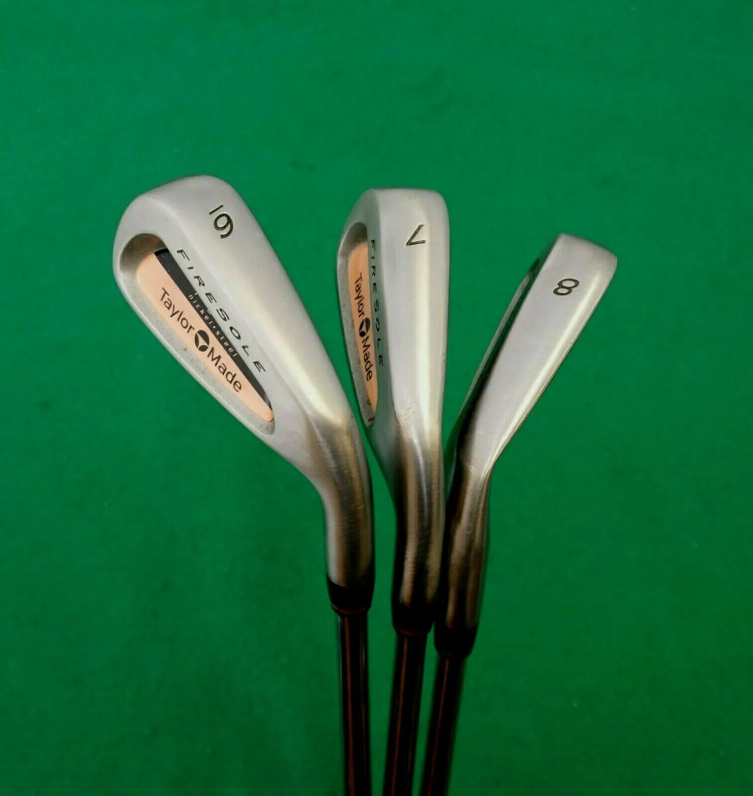 Set Of 3 X TaylorMade Firesole Irons 6-8 Stiff Steel Shafts TaylorMade Grips 3 Set Of 3 X TaylorMade Firesole Irons 6-8 Stiff Steel Shafts TaylorMade Grips