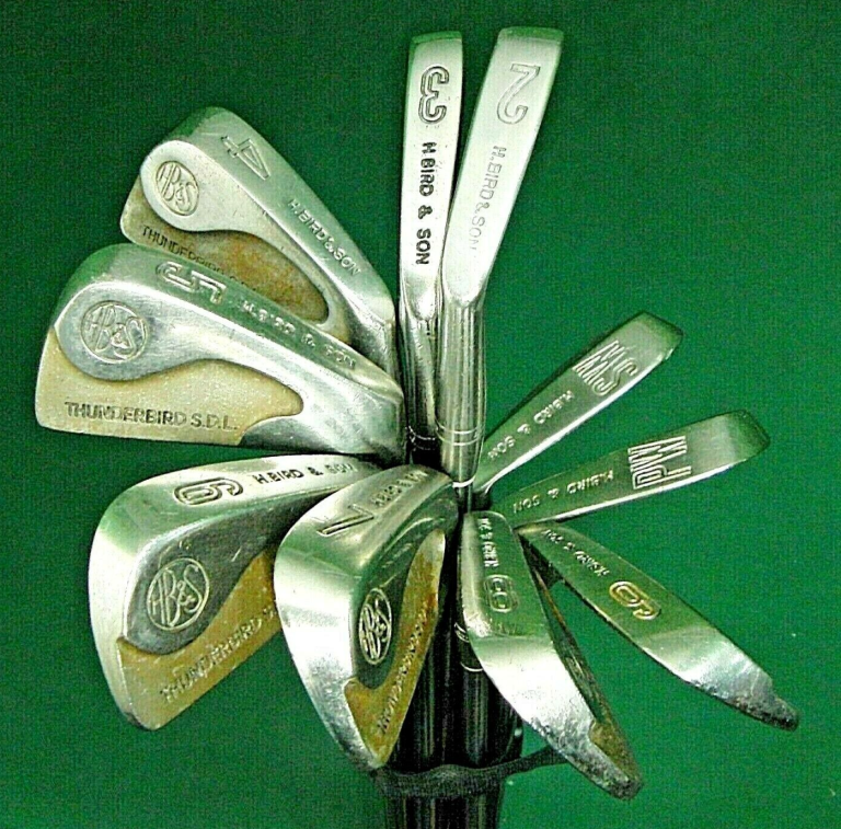 Set Of 10 X H BIRD & SON THUNDERBIRD S.D.L. Irons 2-SW Regular Steel Shafts 3 Set Of 10 X H BIRD & SON THUNDERBIRD S.D.L. Irons 2-SW Regular Steel Shafts