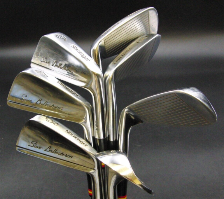 Set Of 7 X Slazenger Seve Ballesteros USA Irons 3-9+SW Stiff Steel Shafts 3 Set Of 7 X Slazenger Seve Ballesteros USA Irons 3-9+SW Stiff Steel Shafts
