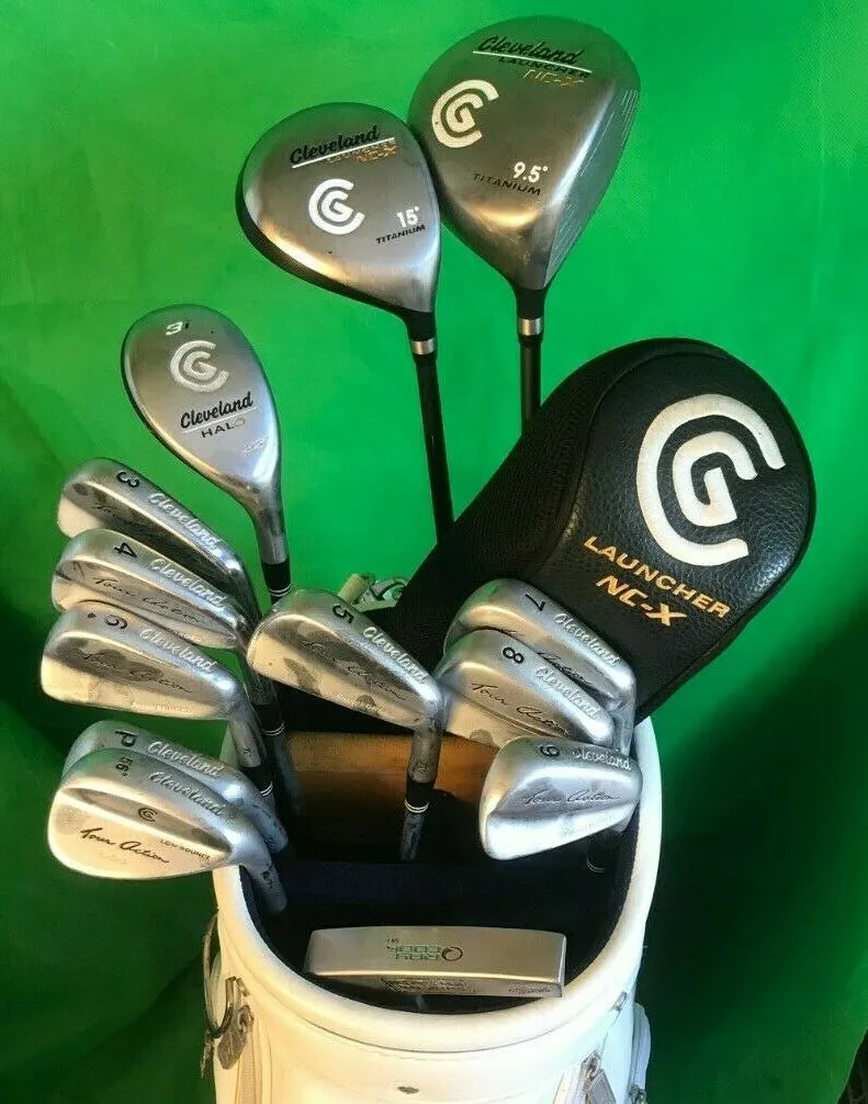 Cleveland, Ray Cook, Cutter & Buck Set Of Cleveland Form Forged Irons 3-PW + SW Driver Wood & Hybrid Putter + Bag 3 Cleveland, Ray Cook, Cutter & Buck Set Of Cleveland Form Forged Irons 3-PW + SW Driver Wood & Hybrid Putter + Bag