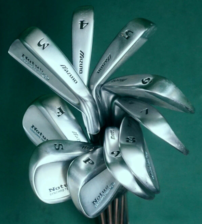 Set Of 10 X Mizuno Notus Synchro Turn Irons 3-SW + F Wedge Stiff Steel Shafts 3 Set Of 10 X Mizuno Notus Synchro Turn Irons 3-SW + F Wedge Stiff Steel Shafts