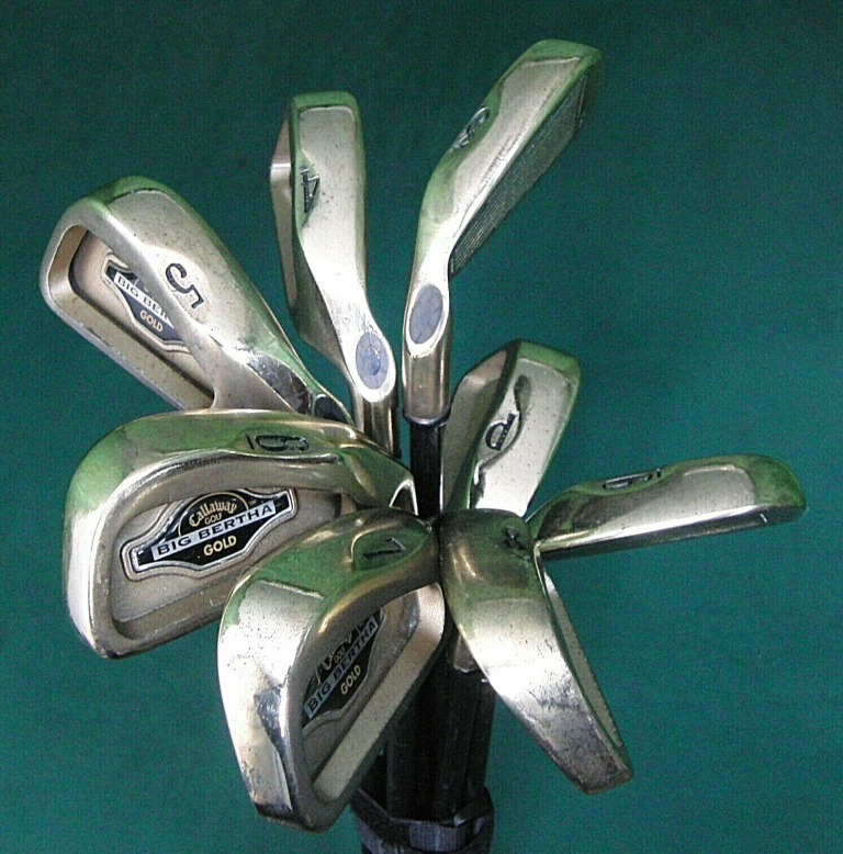 Set 8 X Callaway Big Bertha GOLD Irons 3-PW FIRM Graphite Shafts 3 Set 8 X Callaway Big Bertha GOLD Irons 3-PW FIRM Graphite Shafts