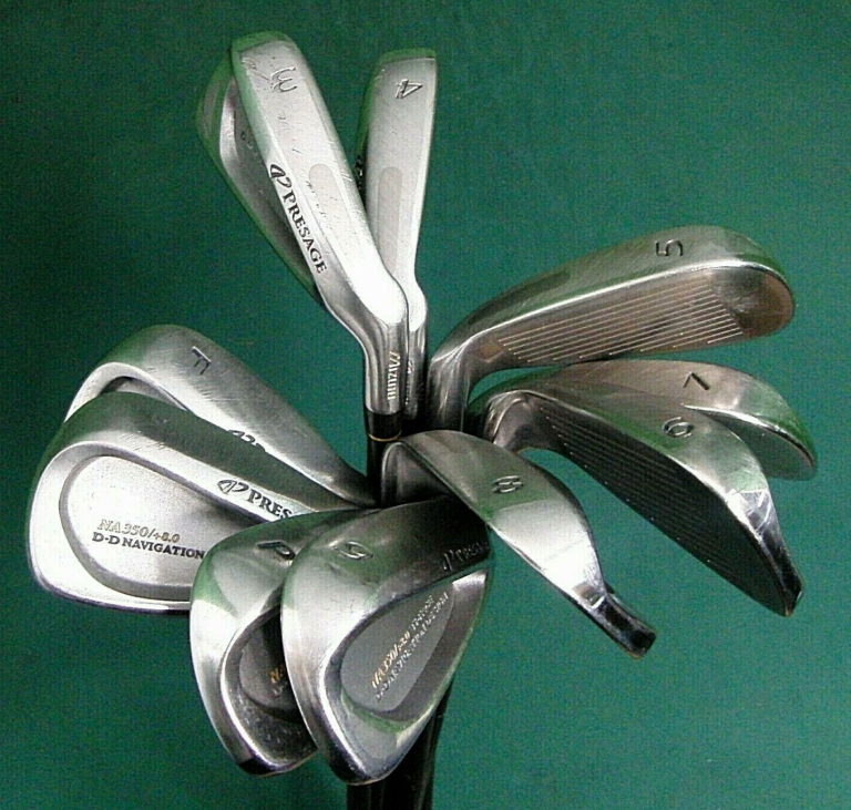Set Of 10 X Mizuno PRESAGE Irons 3-SW+FW Regular Graphite Shafts MIZUNO Grips 3 Set Of 10 X Mizuno PRESAGE Irons 3-SW+FW Regular Graphite Shafts MIZUNO Grips