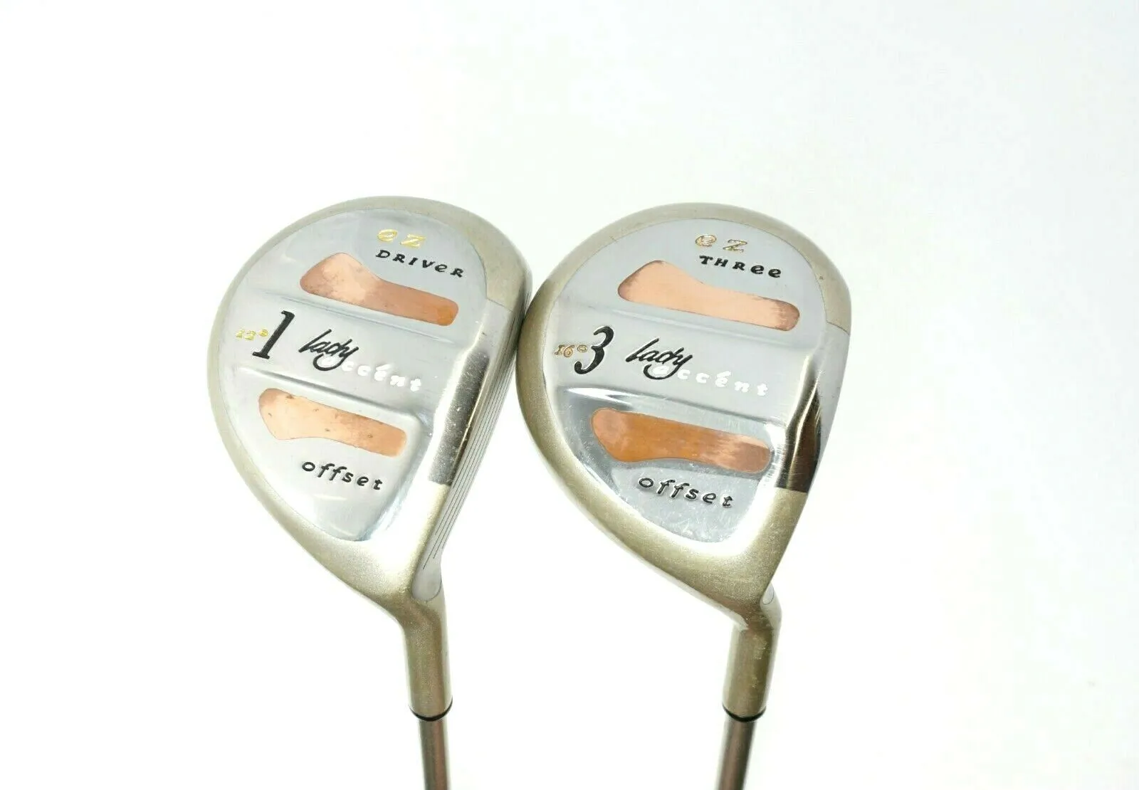 Ladies Set Of 2 X La Jolla Lady Accent Offset Woods 1 & 3 Ladies Graphite Shafts 3 Ladies Set Of 2 X La Jolla Lady Accent Offset Woods 1 & 3 Ladies Graphite Shafts