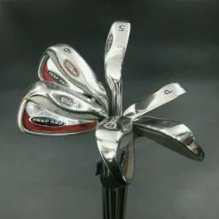 Set Of 6 X Wilson Deep Red Irons 5-PW Regular Steel Shafts Mixed Grips