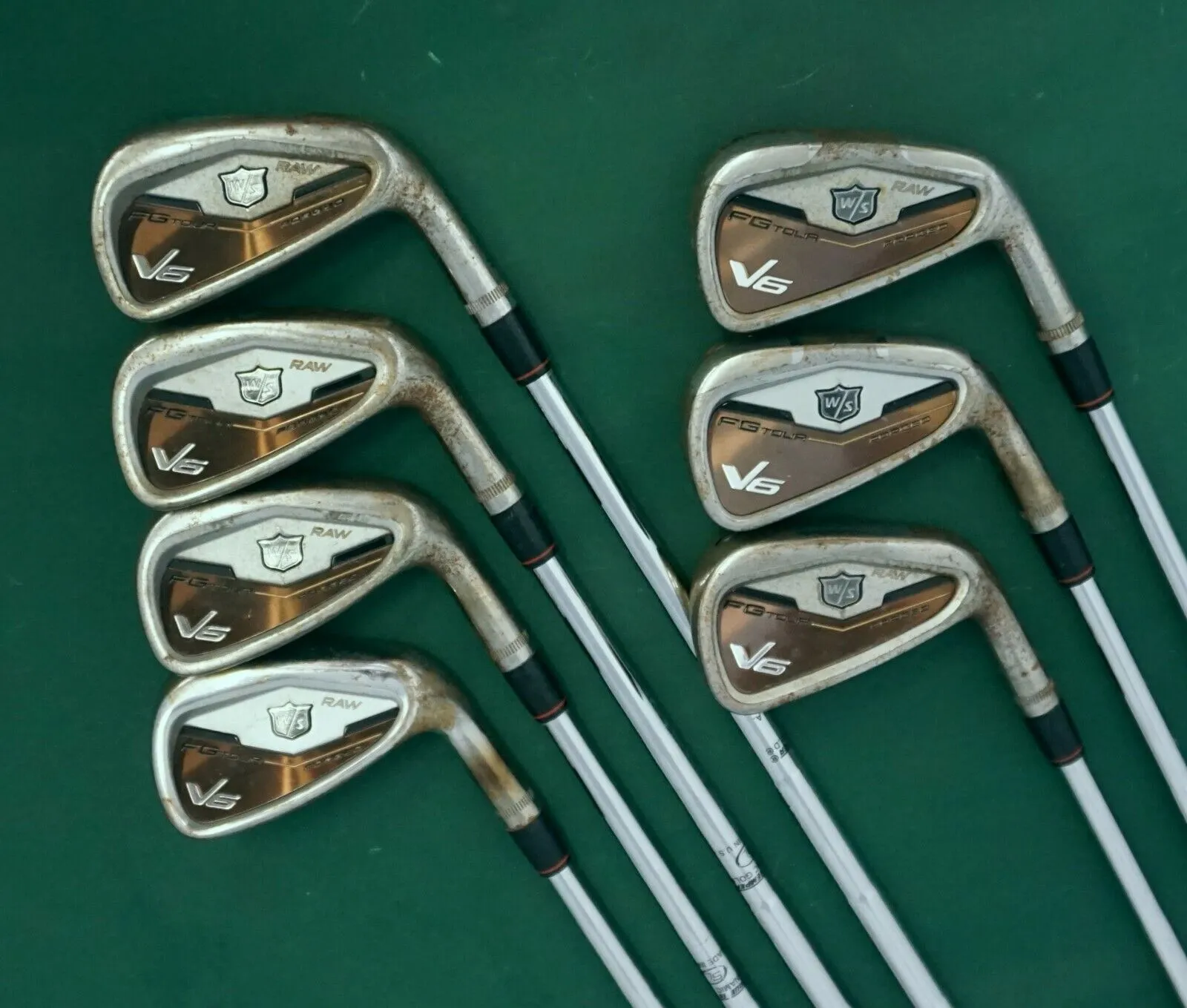 Set 7 X Wilson Staff Rusty RAW FG Tour V6 Forged Irons 4-PW Stiff Steel Shafts 4 Set 7 X Wilson Staff Rusty RAW FG Tour V6 Forged Irons 4-PW Stiff Steel Shafts - Image 2