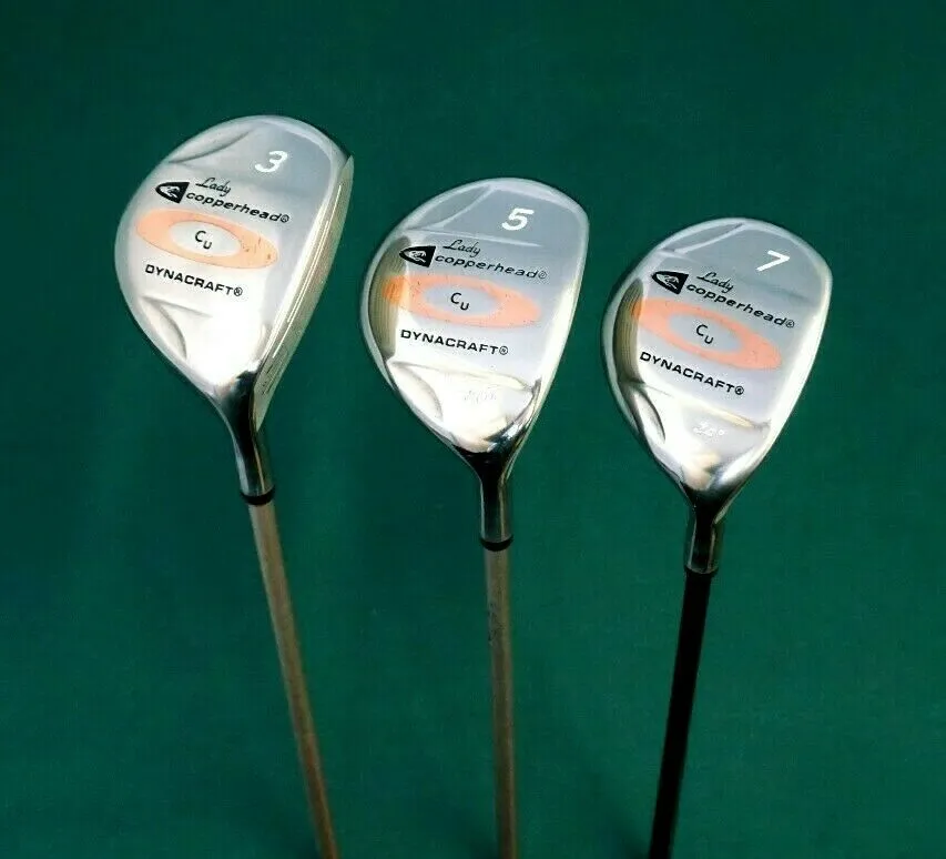 Lincs_golf Ladies Vintage Set Of 3 X Lady Copperhead Dynacraft 3, 5 & 7 Woods 3 Lincs_golf Ladies Vintage Set Of 3 X Lady Copperhead Dynacraft 3, 5 & 7 Woods