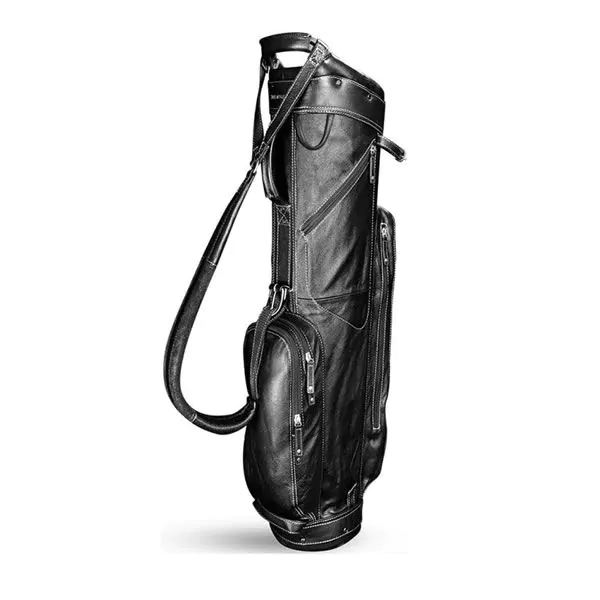 Sun Mountain Golf Sun Mountain Leather Cart Bag - Black/White 3 Sun Mountain Golf Sun Mountain Leather Cart Bag - Black/White