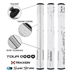 SuperStroke Super Stroke Traxion Tour 2.0 Putter Grip - White/Silver