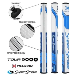SuperStroke Super Stroke Traxion Tour 1.0 Putter Grip - White/Light Blue/Dark Blue