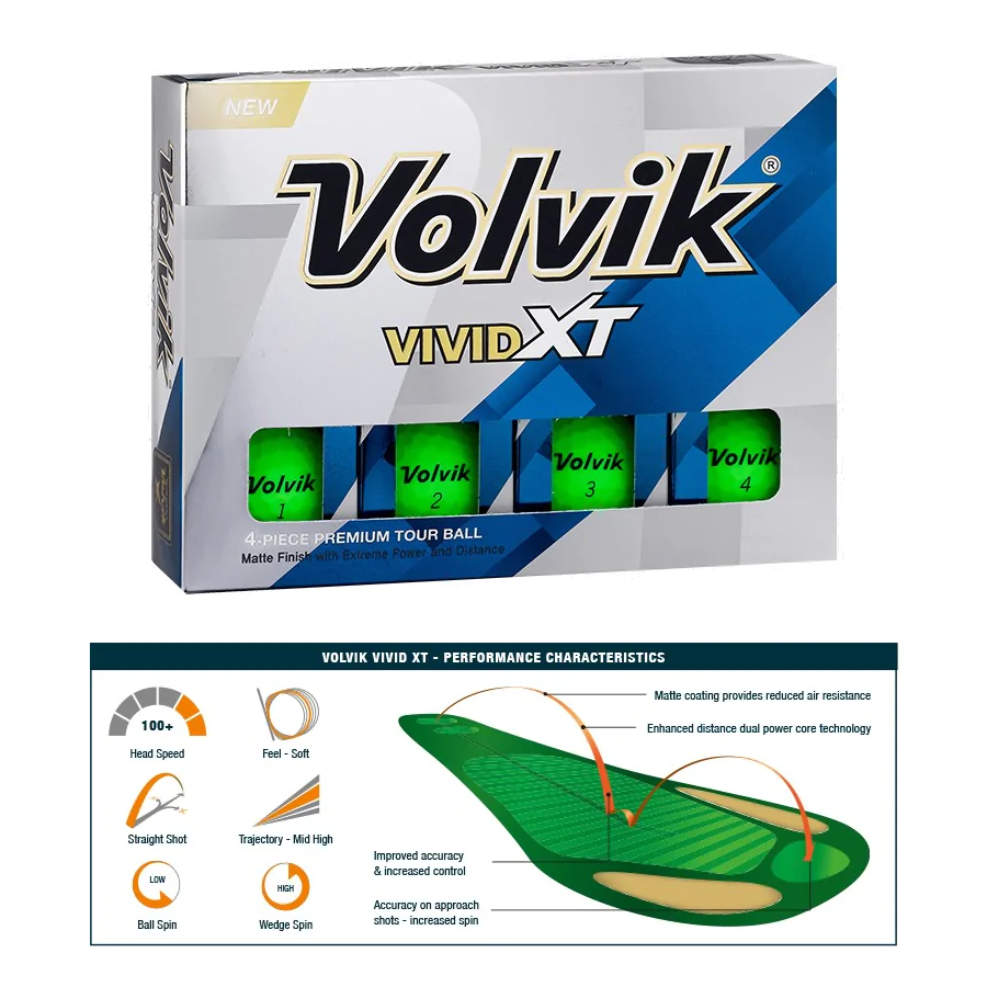 Volvik Golf Volvik Vivid XT Golf Balls - Green 3 Volvik Golf Volvik Vivid XT Golf Balls - Green